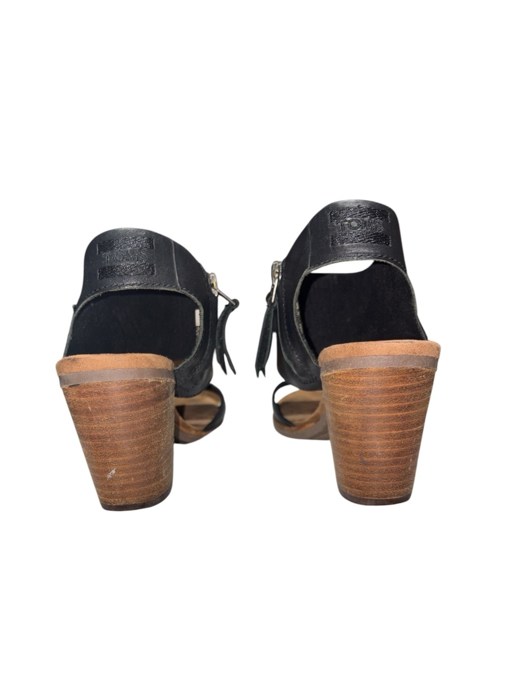 Toms Majorca Leather Heeled Cutout Sandals In Black Boho Indie Women’s Size 5.5 - Picture 10 of 11